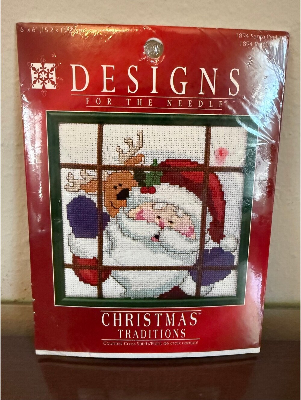 Designs for the Needle Christmas Counted Cross Stitch Kit Santa Peeking